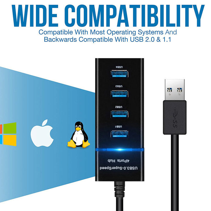Electronic - Office - 4 In 1 2.0 3.0 USB HUB Splitter High Speed Multi Cable For Desktop PC Laptop Adapter