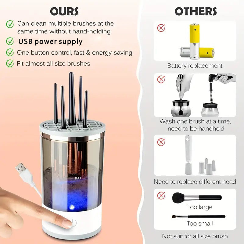 Health & Beauty - Portable Automatic Rotating Makeup Brush Cleaner USB