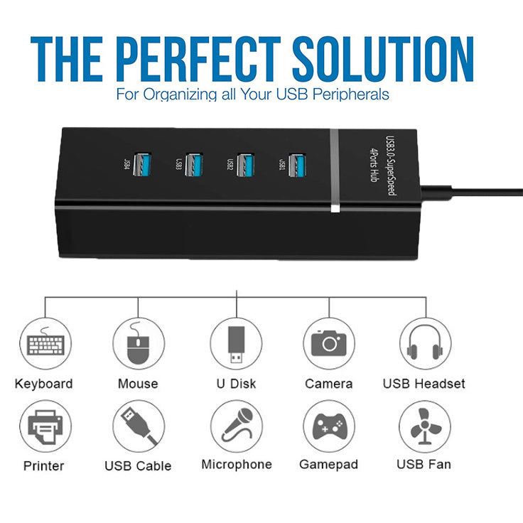 Electronic - Office - 4 In 1 2.0 3.0 USB HUB Splitter High Speed Multi Cable For Desktop PC Laptop Adapter