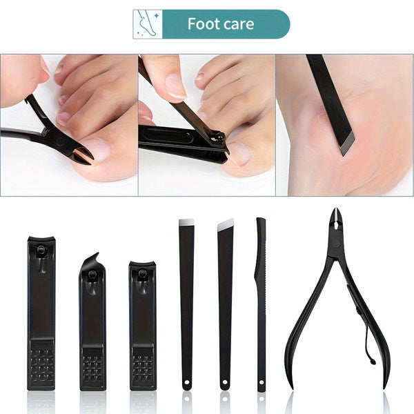 Health & Beauty - 10-piece Black Nail Clipper Set With Travel Case