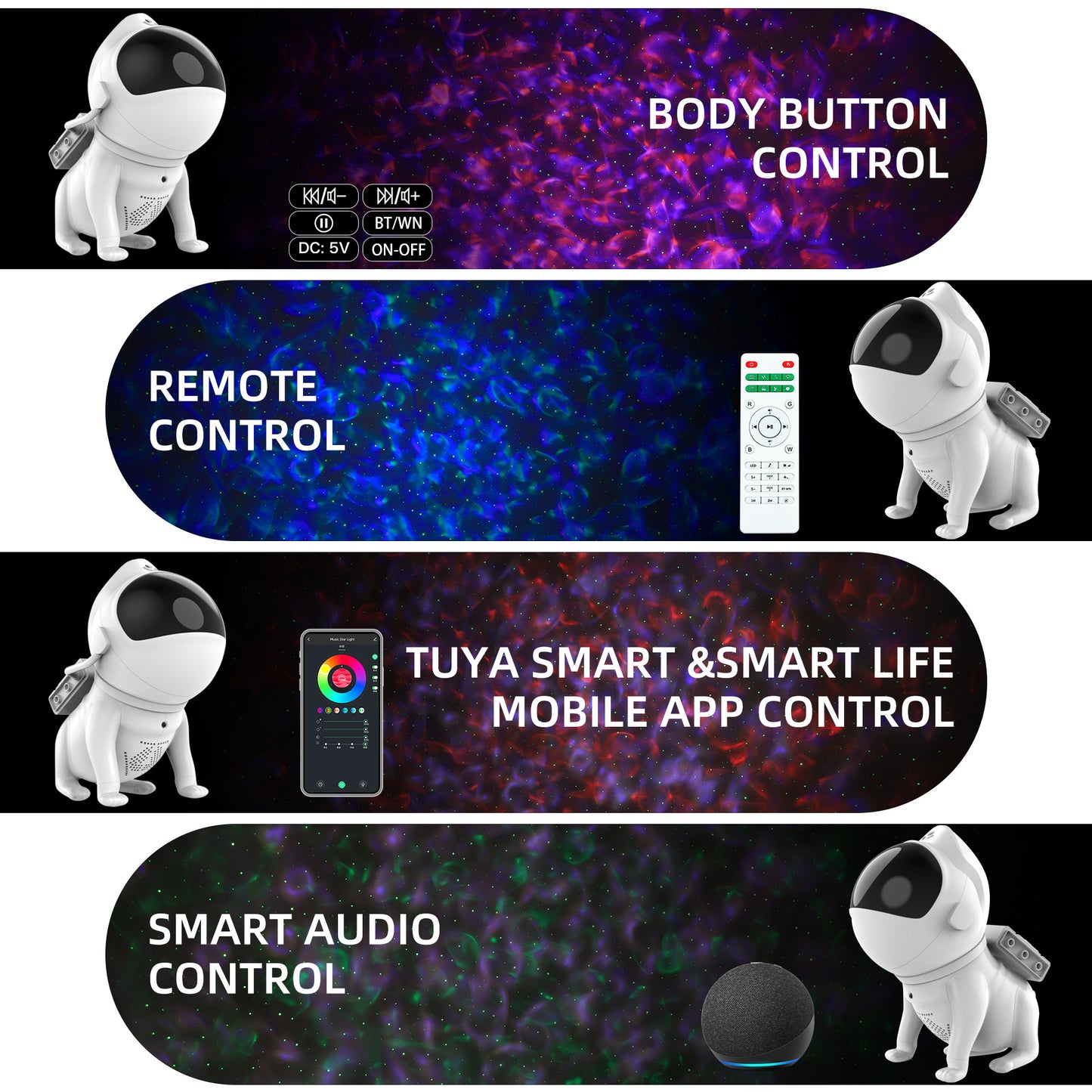 Electronic - Home - Space Dog Star Light Bluetooth Version - White Beauty