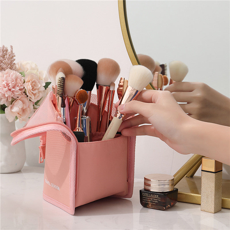 Health & Beauty - Travel Waterproof Cosmetic Bag Stand-up Foldable Makeup Cup With Zipper