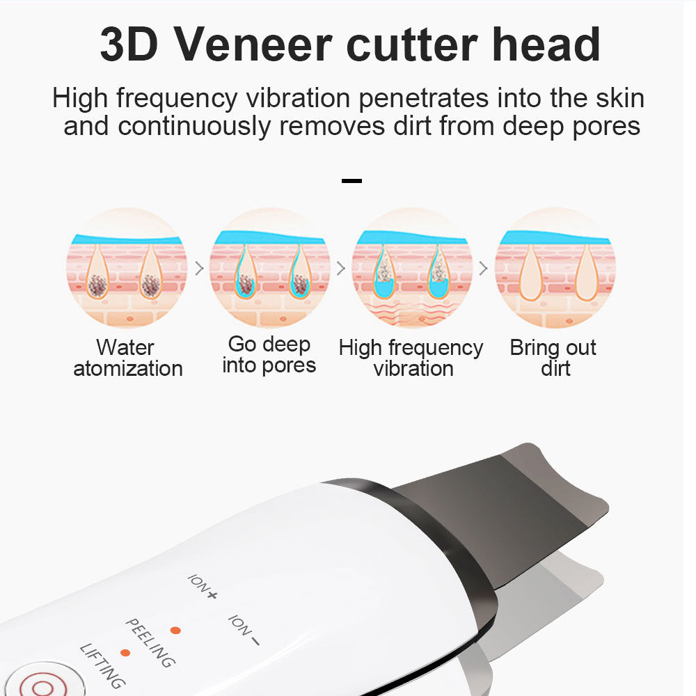 Health & Beauty - Electric Ultrasonic Skin Scrubber Face Spatula for Home