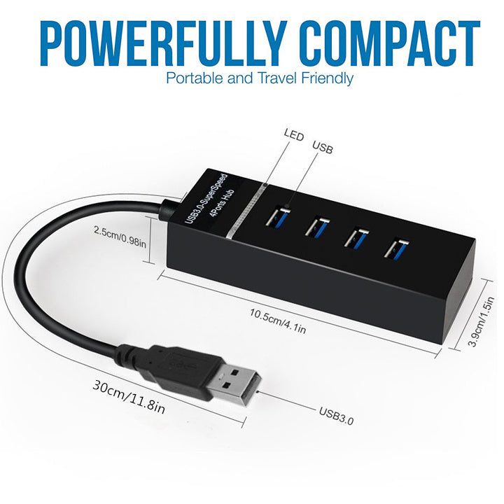 Electronic - Office - 4 In 1 2.0 3.0 USB HUB Splitter High Speed Multi Cable For Desktop PC Laptop Adapter