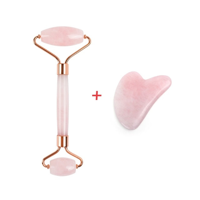 Health & Beauty - Rose Quartz Roller Slimming Face Massager Lifting Tool Natural Jade