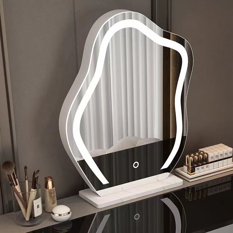 Health & Beauty - Large Makeup Mirror Cloud Shape Vanity Mirror 3 Colors LED Lights 220V