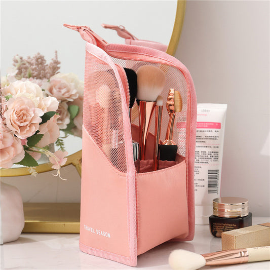 Health & Beauty - Travel Waterproof Cosmetic Bag Stand-up Foldable Makeup Cup With Zipper