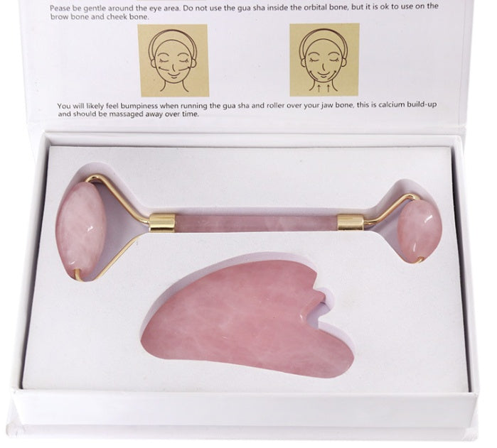 Health & Beauty - Rose Quartz Roller Slimming Face Massager Lifting Tool Natural Jade