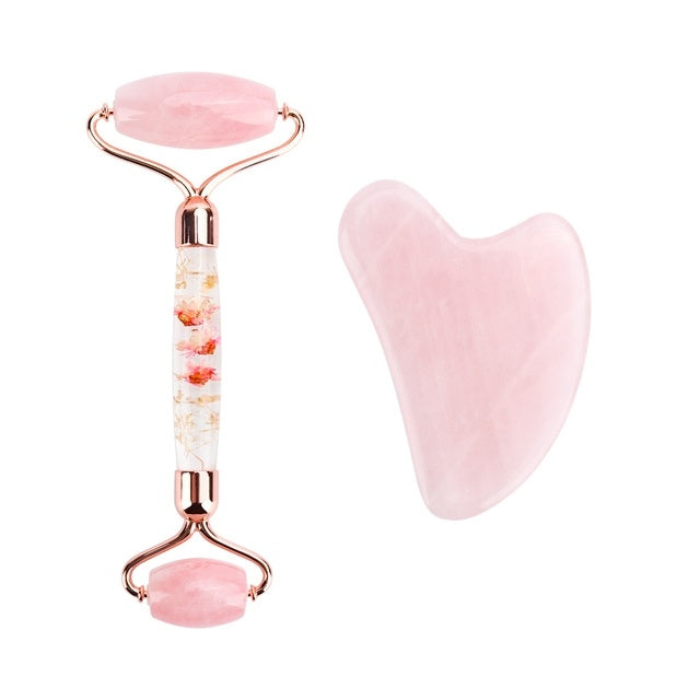 Health & Beauty - Rose Quartz Roller Slimming Face Massager Lifting Tool Natural Jade