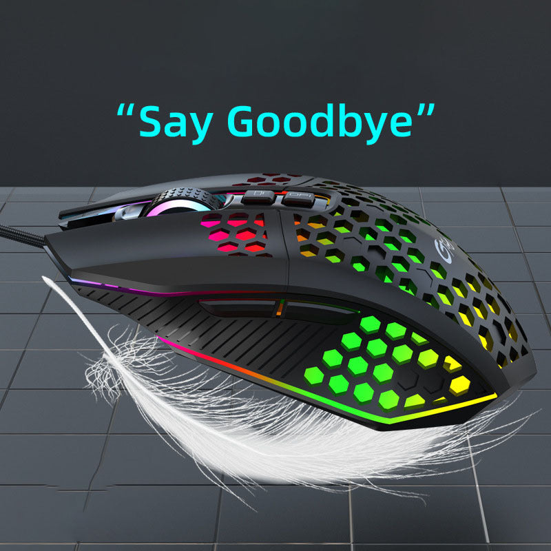 Electronic - Office - X801 Wired Mouse Hole Hollow Luminous Office Game Competition 8000Dpi