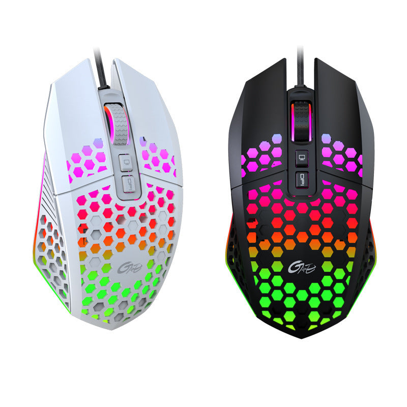 Electronic - Office - X801 Wired Mouse Hole Hollow Luminous Office Game Competition 8000Dpi