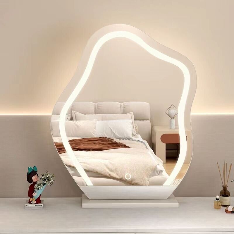 Health & Beauty - Large Makeup Mirror Cloud Shape Vanity Mirror 3 Colors LED Lights 220V