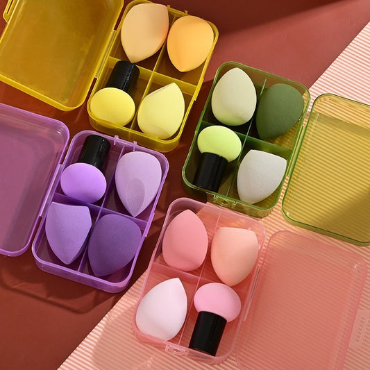 Health & Beauty - Egg Drop Gourd Diagonal Cut Powder Puff Super Soft  Mushroom Head Set with Case