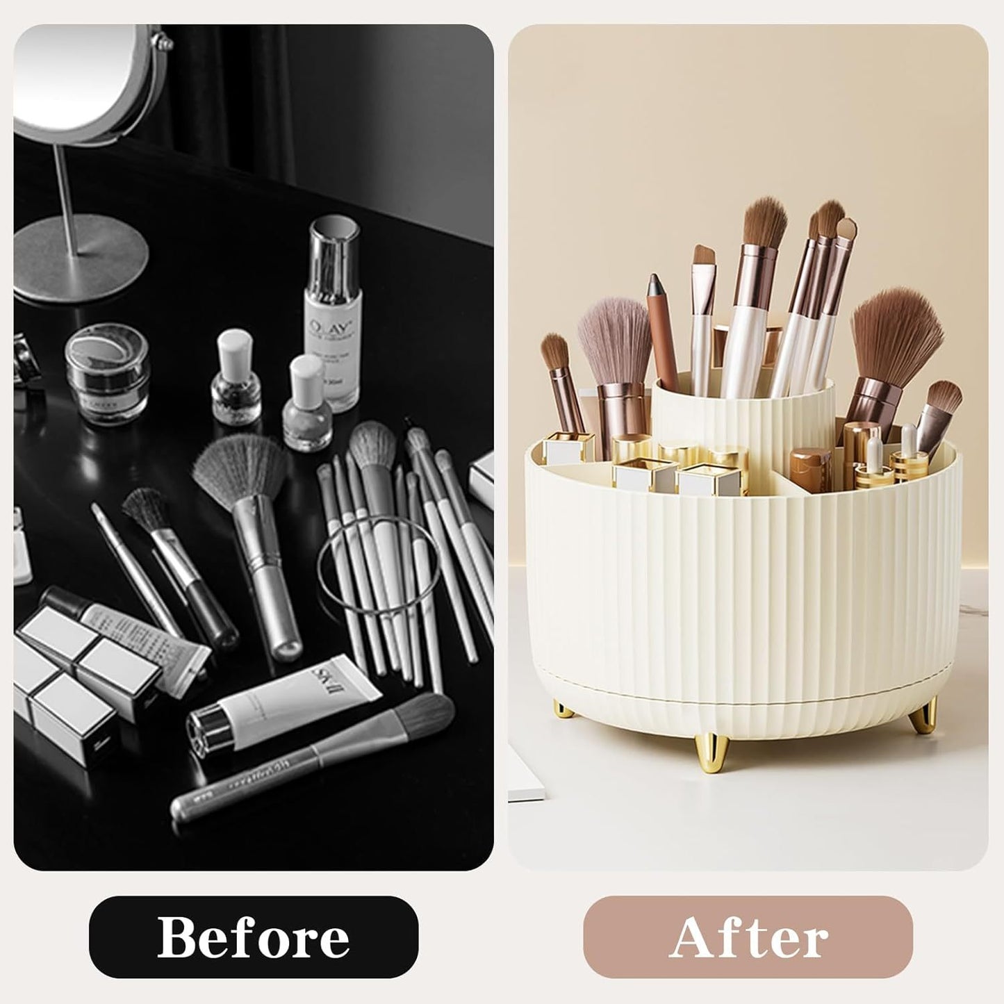 Health & Beauty - 360 Degree Rotating Makeup Brush Holder Large Capacity