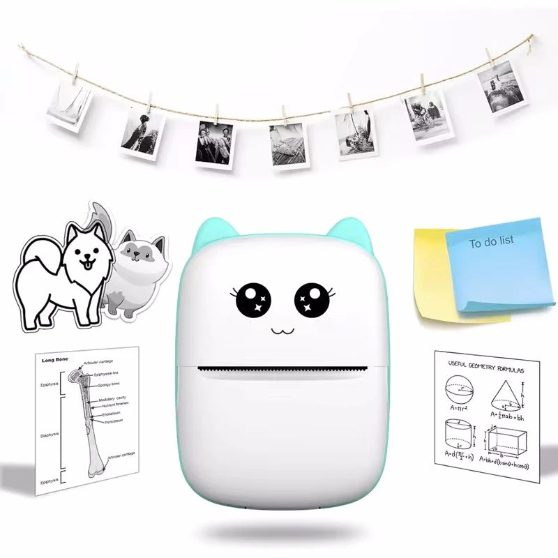 Electronic - Office - Portable Thermal Printer Mini Cat 58mm Printing Wireless Bluetooth Android IOS Printers