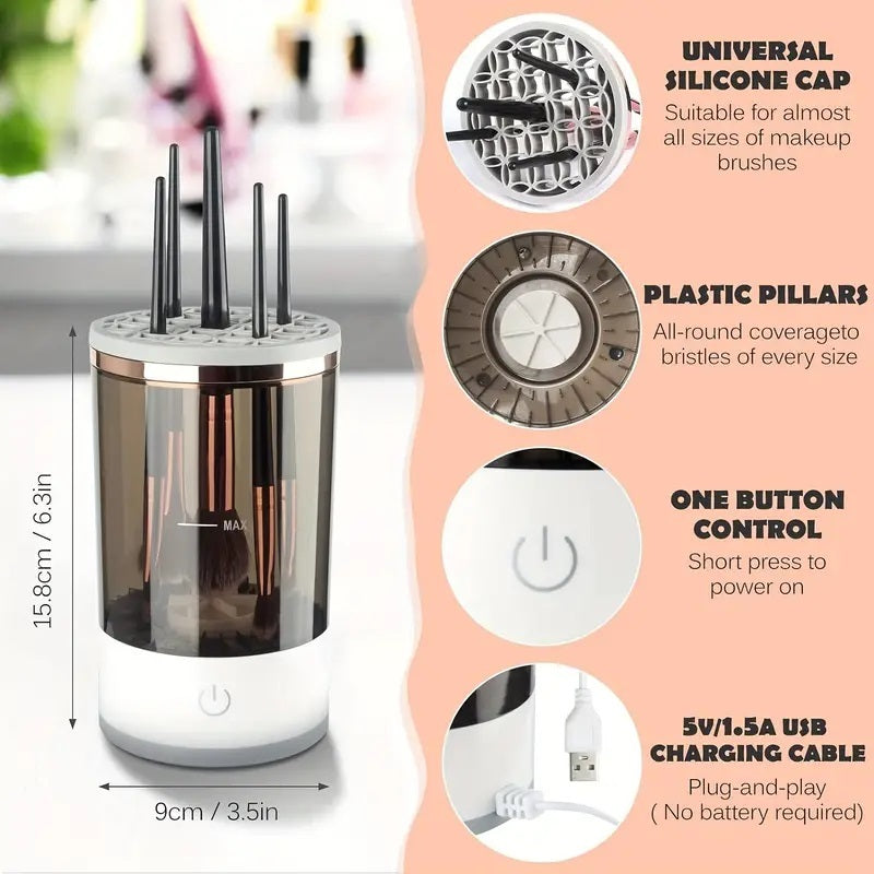 Health & Beauty - Portable Automatic Rotating Makeup Brush Cleaner USB
