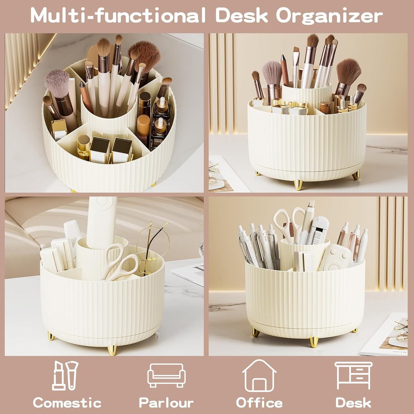 Health & Beauty - 360 Degree Rotating Makeup Brush Holder Large Capacity
