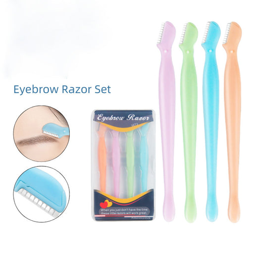 Health & Beauty - 4 Pcs Straight Handle Round Head Eyebrow Trimmer Beginner