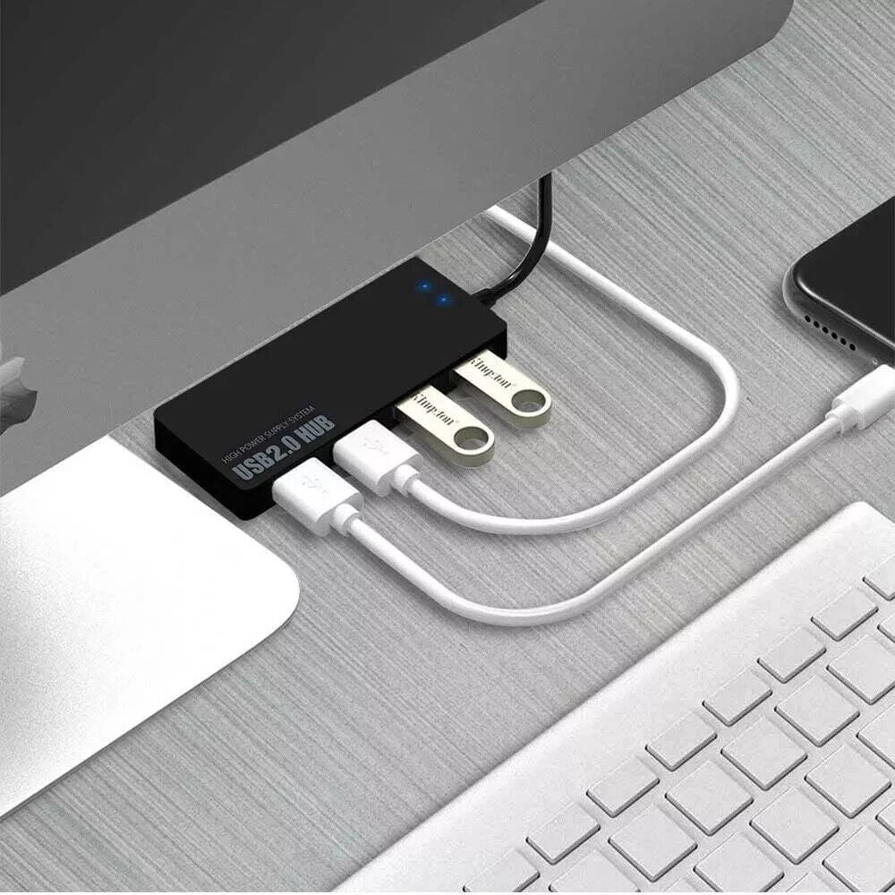 Electronic - Office - 4 Port USB HUB 2.0 Multi Splitter Expansion PC Adapter High Speed