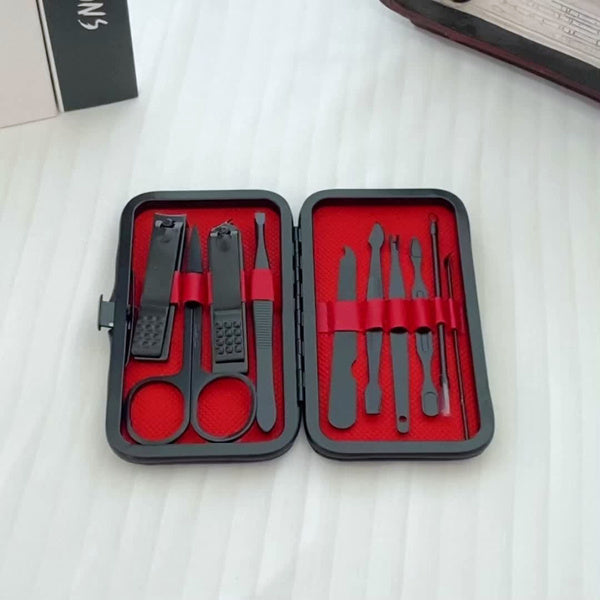 Health & Beauty - 10-piece Black Nail Clipper Set With Travel Case