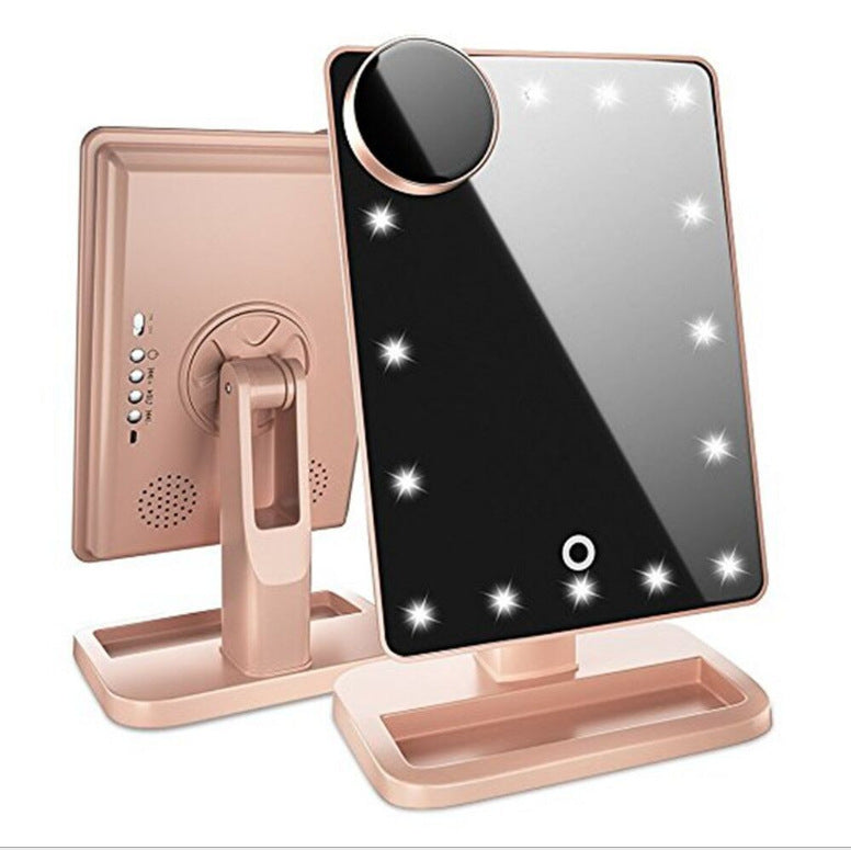 Health & Beauty - Touch Screen Makeup Mirror With 20 LED Light Bluetooth Music Speaker 10X Magnifying