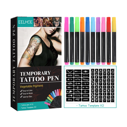 Health & Beauty - EELHOE Temporary Tattoo Pen Set Face, Arm, Body Multi Color Painting DIY Makeup