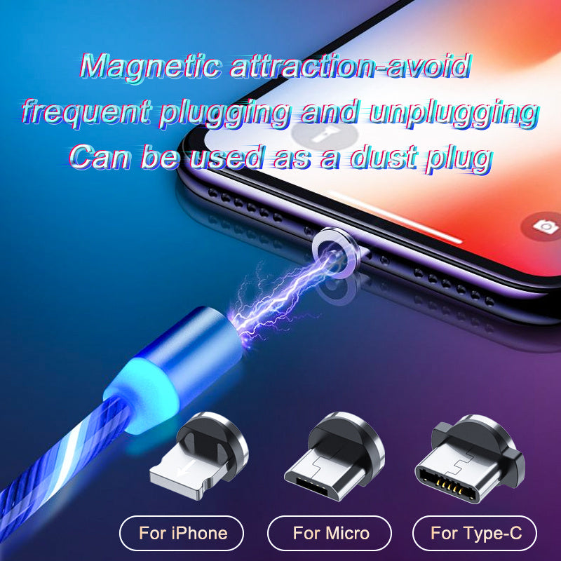 Electronic - Phone - Magnetic Streamer Fast Charging Cable Lighting Micro USB Cable LED Magnet Charger Type-C Cable