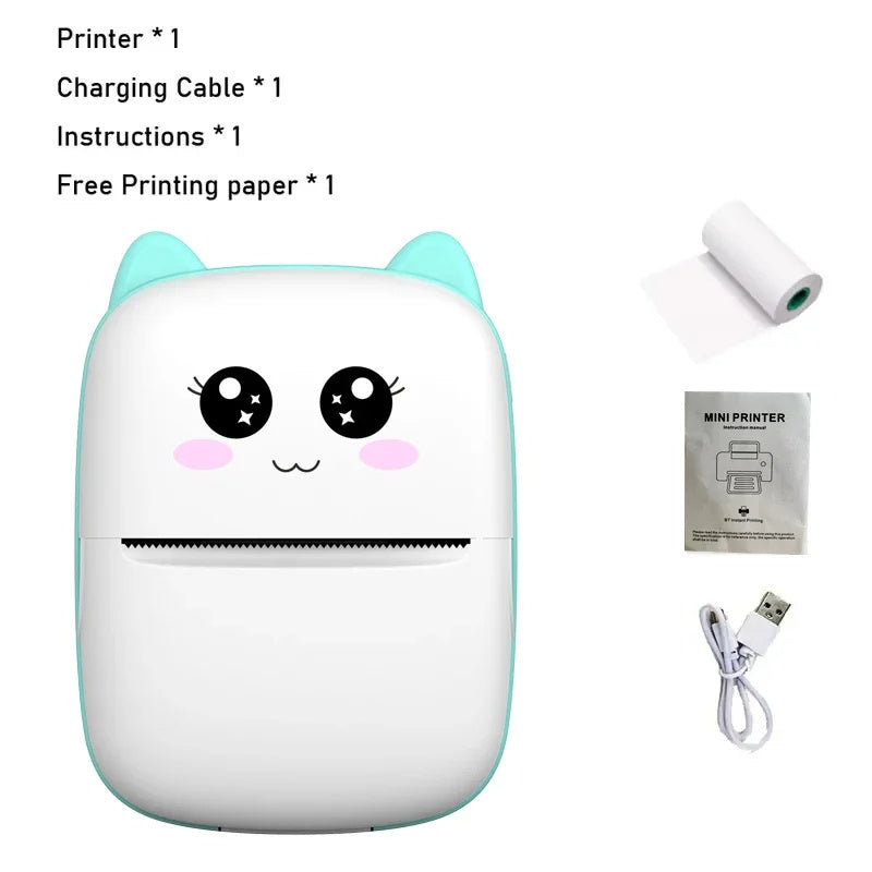 Electronic - Office - Portable Thermal Printer Mini Cat 58mm Printing Wireless Bluetooth Android IOS Printers
