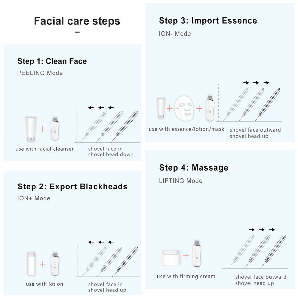 Health & Beauty - Electric Ultrasonic Skin Scrubber Face Spatula for Home