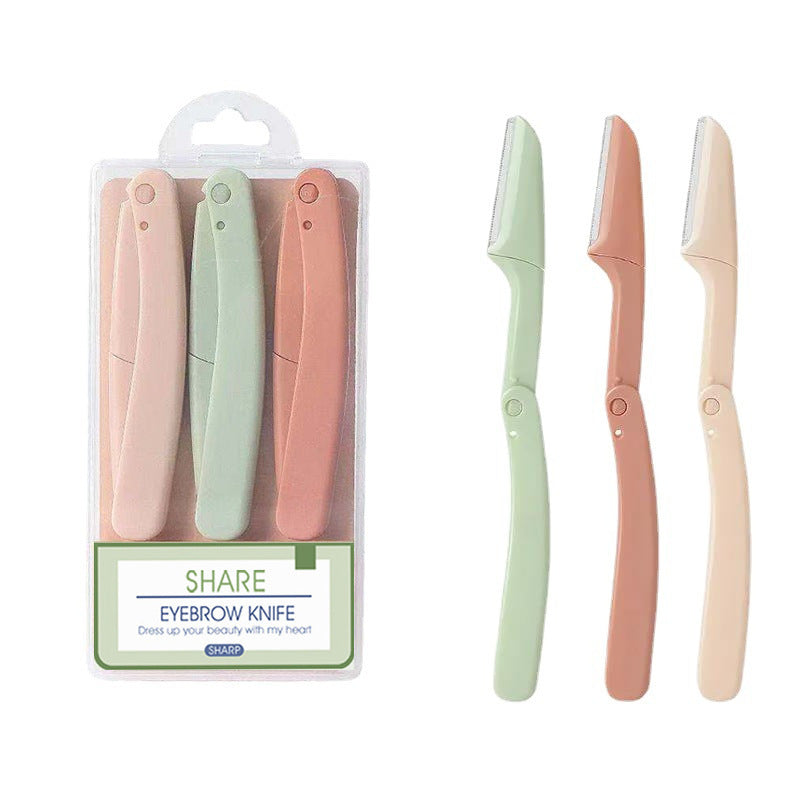 Health & Beauty - Stainless Steel Eyebrow Trimmer Folding Eyebrow Scraper 3pk