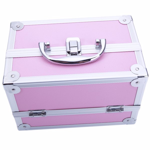 Health & Beauty - Handheld Top Double Opening Aluminum Alloy Makeup Case With Mirror