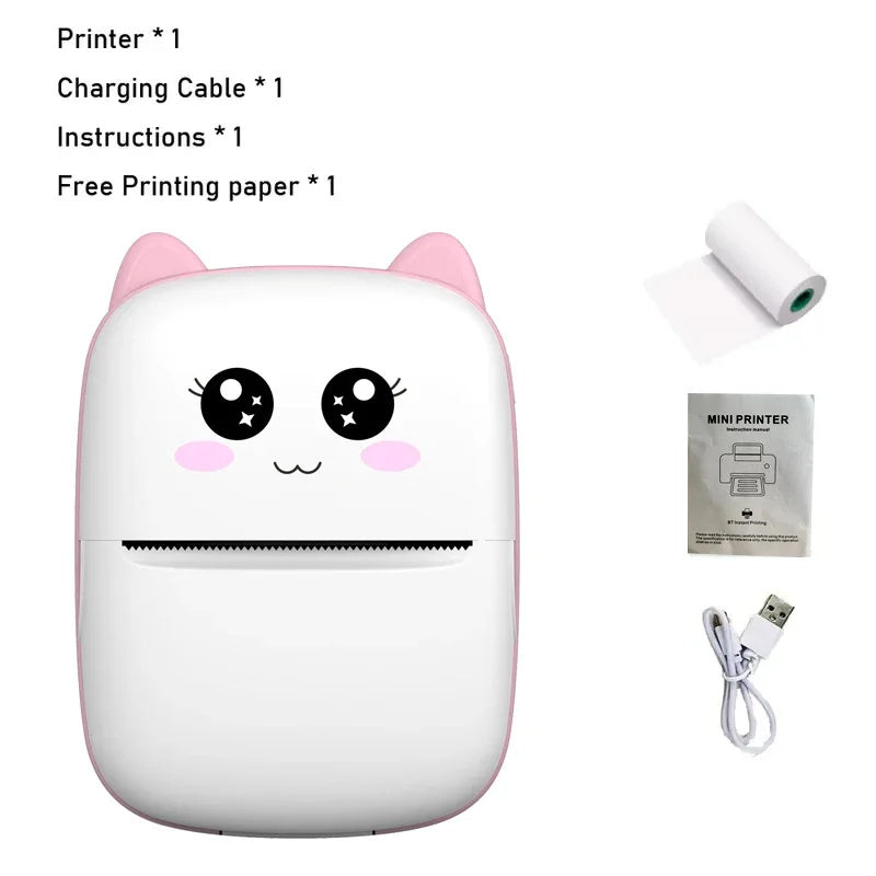 Electronic - Office - Portable Thermal Printer Mini Cat 58mm Printing Wireless Bluetooth Android IOS Printers