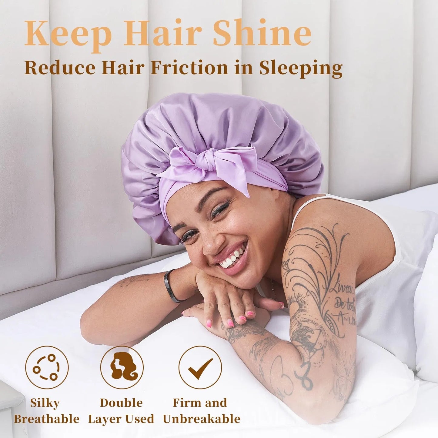 Health & Beauty - Silk Satin Bonnet For Sleeping For Wavy Curly Natural Hair - Red