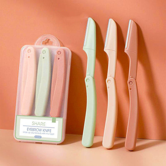 Health & Beauty - Stainless Steel Eyebrow Trimmer Folding Eyebrow Scraper 3pk