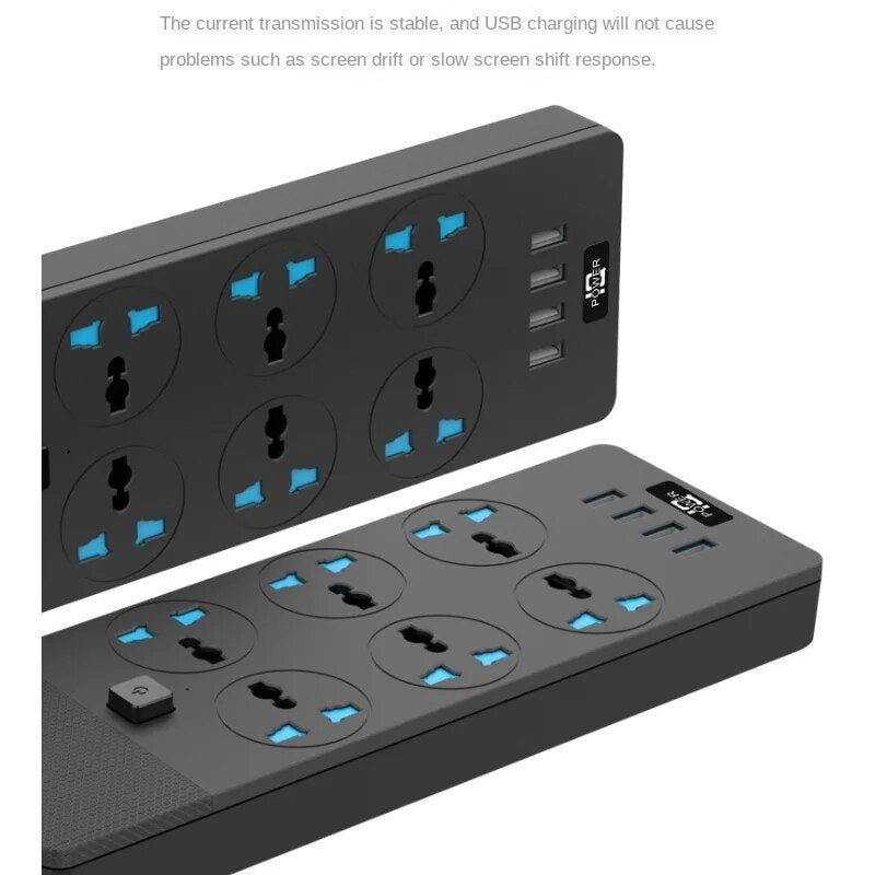 Electronic - Office - T12 Power Strip Multifunctional High Power 3000W US Plug Smart Adapter With 4 USB Port