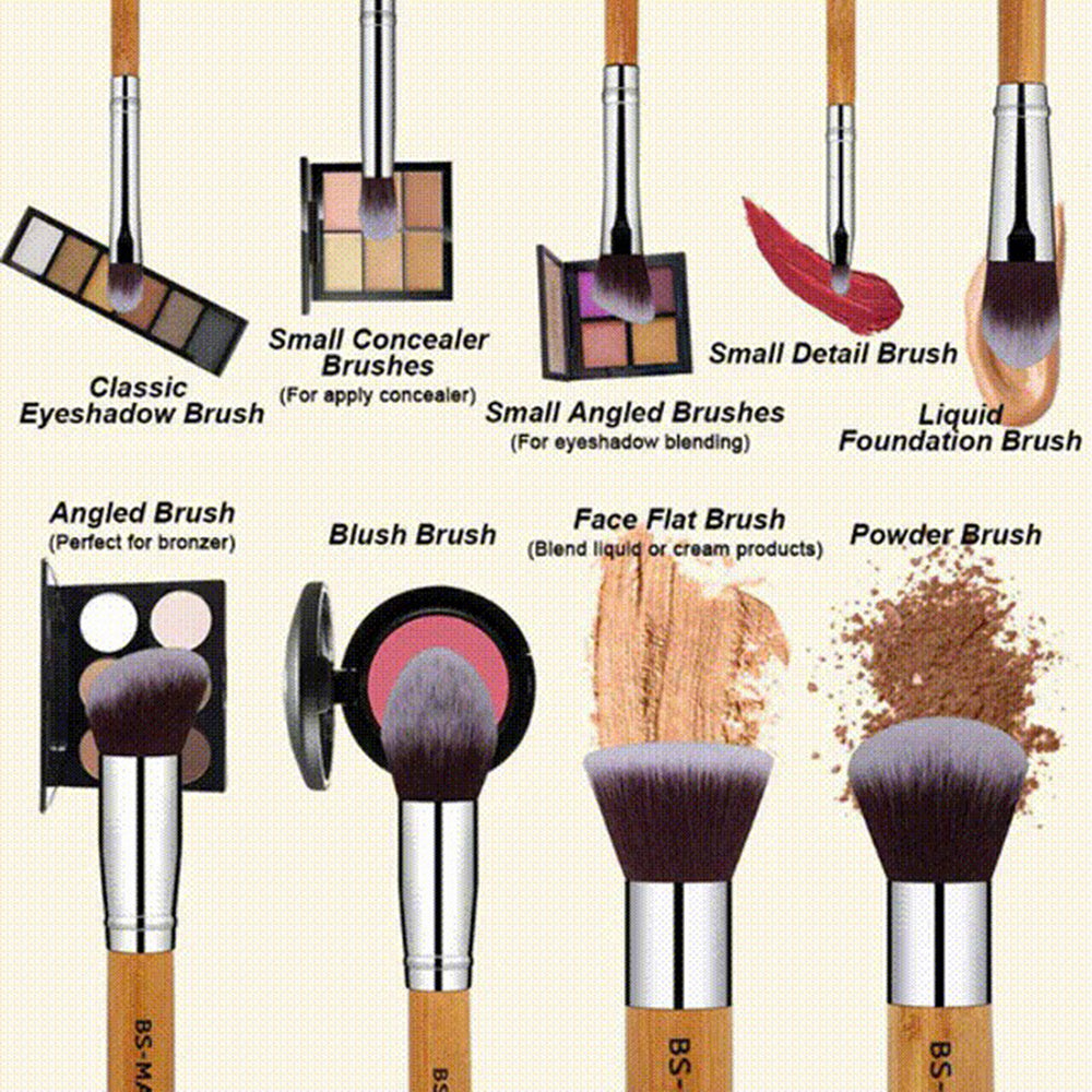 Health & Beauty - 11Pcs Bamboo Synthetic Kabuki Makeup Brush Set With Storage Bag And Makeup Sponge
