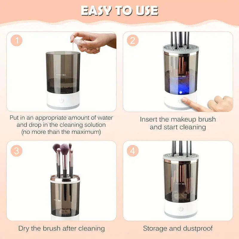 Health & Beauty - Portable Automatic Rotating Makeup Brush Cleaner USB