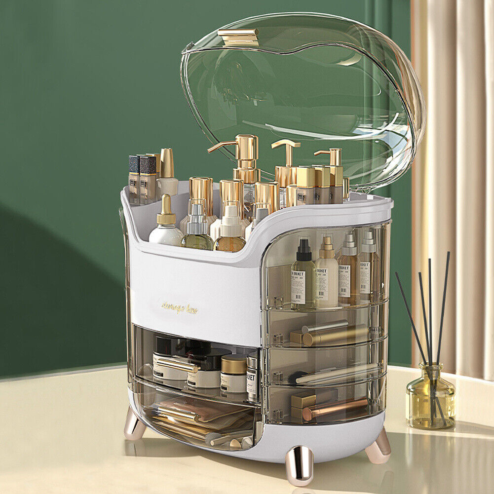 Health & Beauty - Large Cosmetic Skincare Organizer Tabletop Make-Up Storage Case 2 Drawers Box